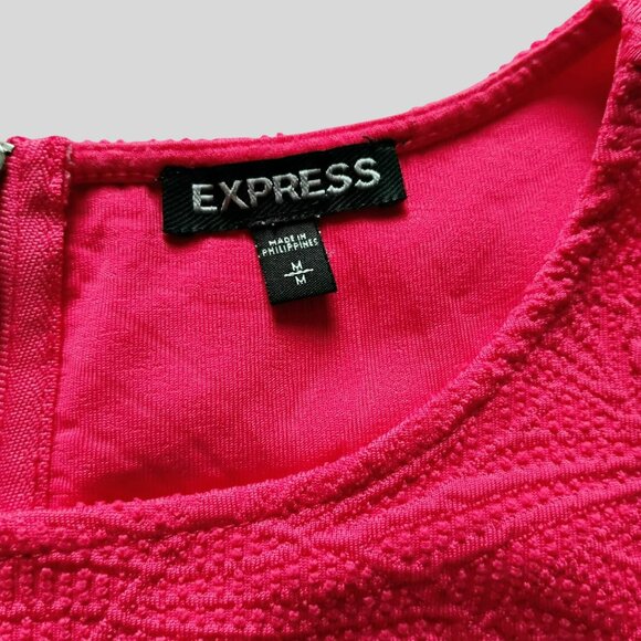 Express Womens Sleeveless Textured Peplum Top Size M Coral Red - Picture 3 of 6